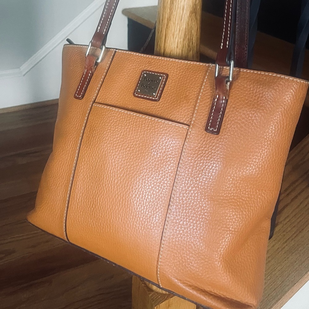 Dooney And Bourke Lexington Shopper Pebbled Leather Shoulder Tote Bag Camel Tan - Picture 3 of 16